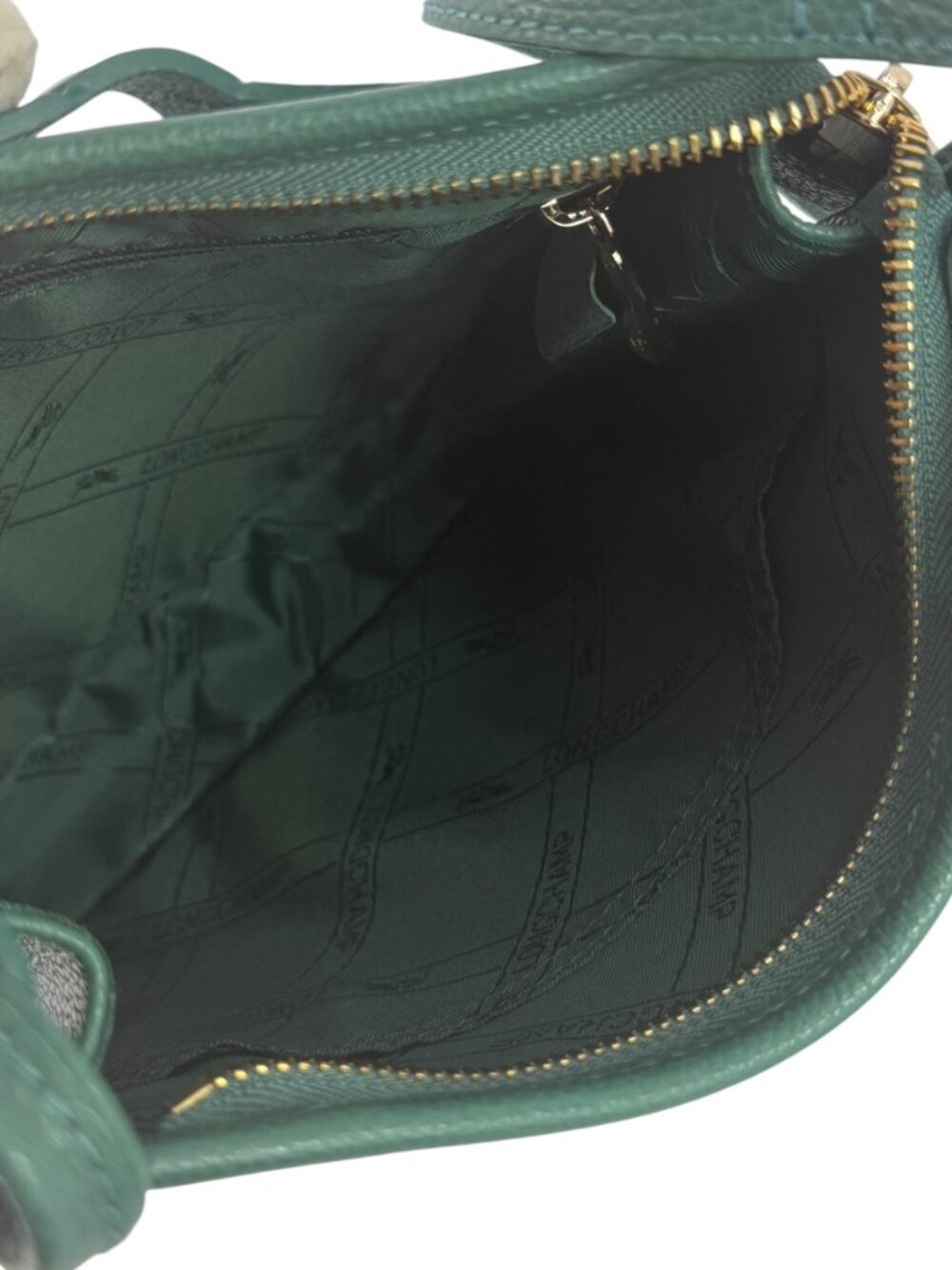 LONGCHAMP Le Foulonne Teal Leather Small Crossbody Shoulder Bag Made in France - Picture 8 of 15